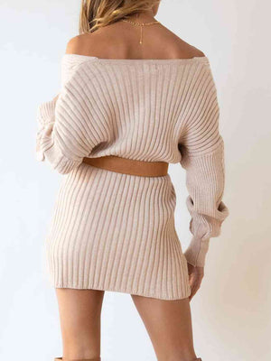 Surplice Neck Long Sleeve Sweater Dress