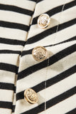 Decorative Button Striped Long Sleeve Sweatshirt
