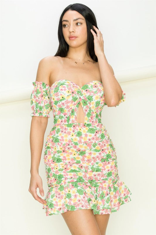 LOVE ME RIGHT OFF SHOULDER DRESS