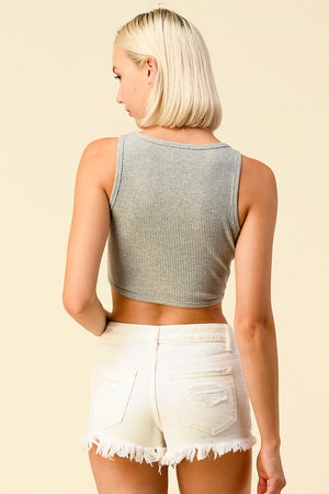 Priority Crop Tank in Grey