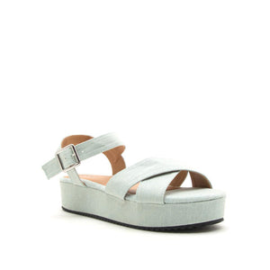 TIME ZONE TRAVELIN' PLATFORM LIGHT DENIM SANDAL