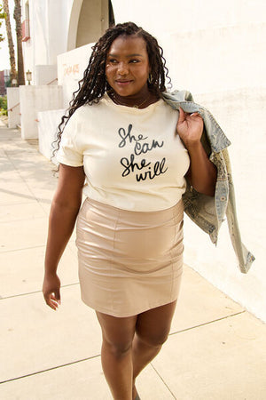 Simply Love Full Size SHE CAN SHE WILL Short Sleeve T-Shirt