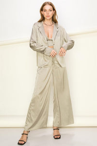 CHILL ZONE SATIN WIDE LEG PANTS