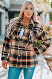 Plaid Button Front Shirt Jacket with Breast Pockets