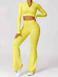 Zip Up Baseball Collar Outerwear and High Waist Pants Active Set