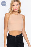 THE PERFECT FIT SEAMLESS RIBBED TOP BEIGE