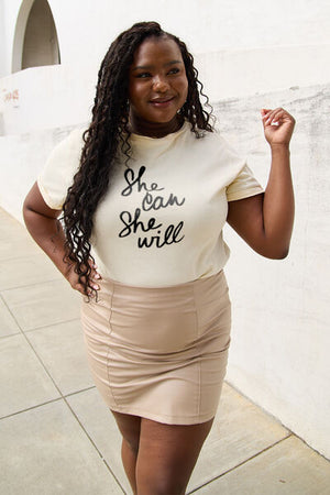 Simply Love Full Size SHE CAN SHE WILL Short Sleeve T-Shirt