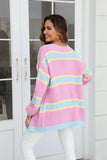Color Block Ribbed Dropped Shoulder Open Front Cardigan