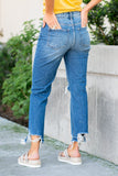 Flying Monkey Palm Distressed Straight Mom Jeans
