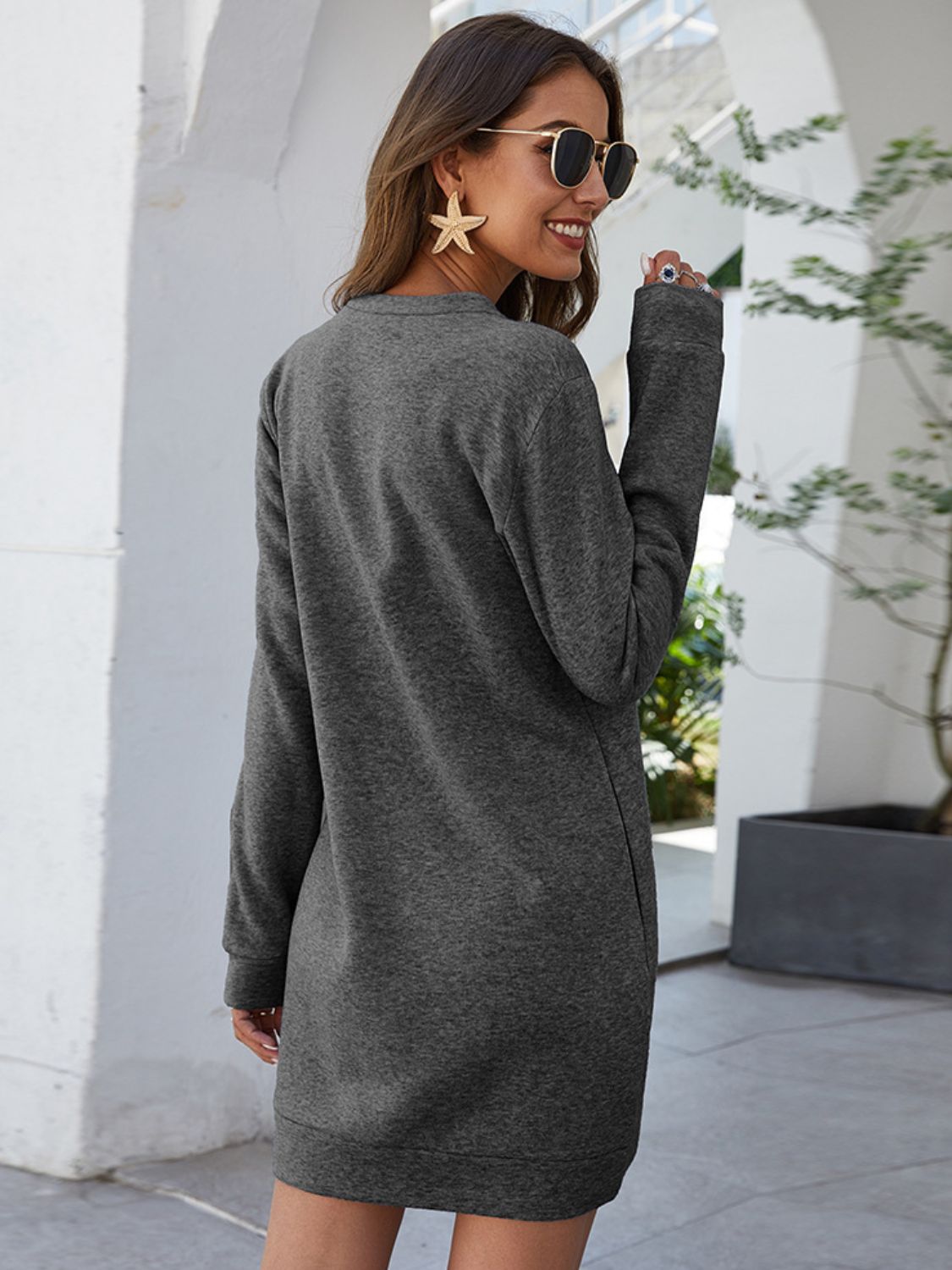 On the Go Long Sleeve Mini Dress with Pockets