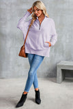 Half Zip Pocketed Dropped Shoulder Sweatshirt