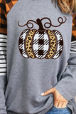 Round Neck Long Sleeve Pumpkin Graphic T-Shirt
