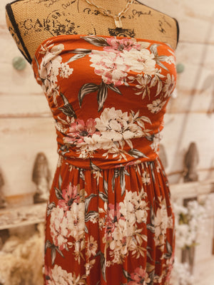 TROPICAL OASIS MAXI DRESS IN BURNT ORANGE