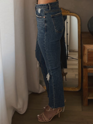 Measure Up High Rise Distressed Straight Jeans