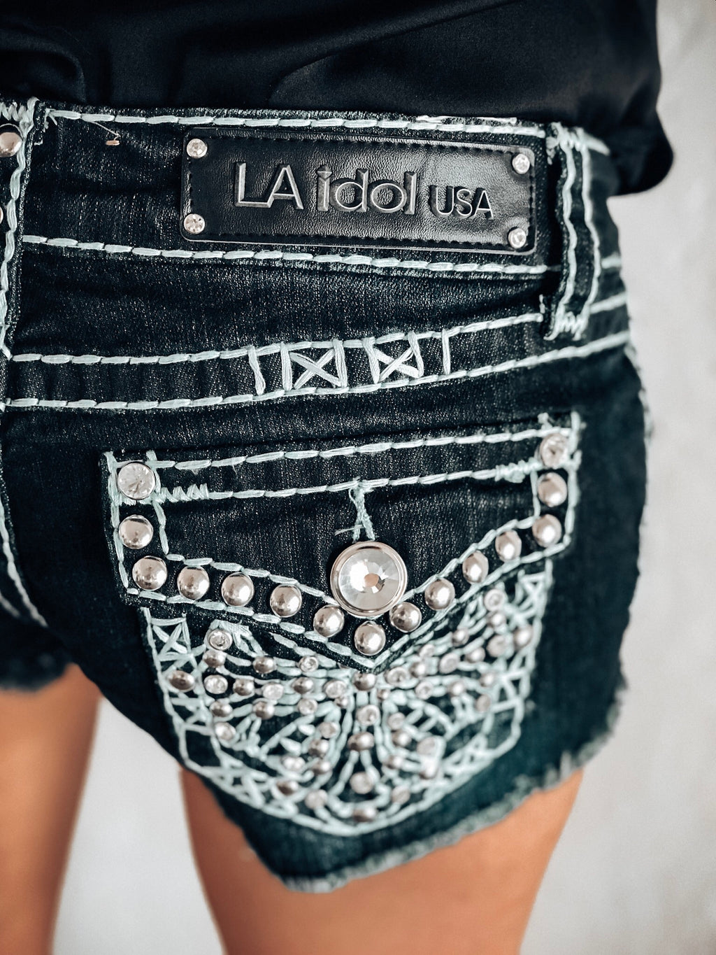 L.A. Idol Bling Cross Cutoff Shorts