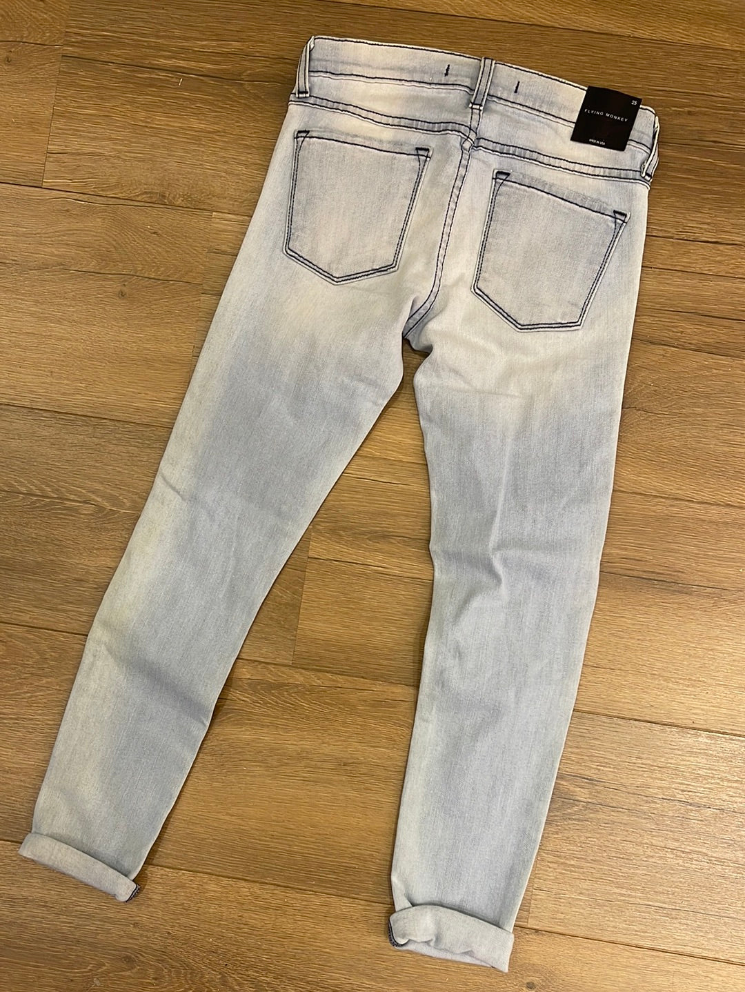 Flying Monkey Dusk Til Dawn Distressed Relaxed Light Wash Ankle Jeans