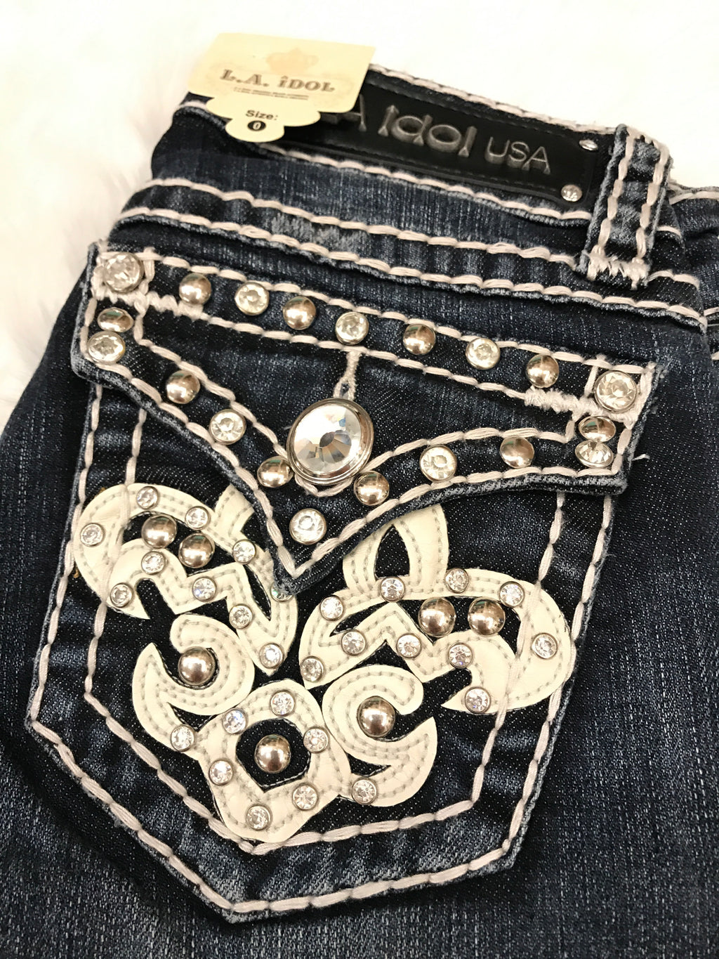 L.A. IDOL EDGY FLEUR DE LIS BERMUDA SHORTS