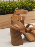 WHICH WAY TO WINE ANKLE WRAP CHUNK HEEL