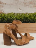 WHICH WAY TO WINE ANKLE WRAP CHUNK HEEL
