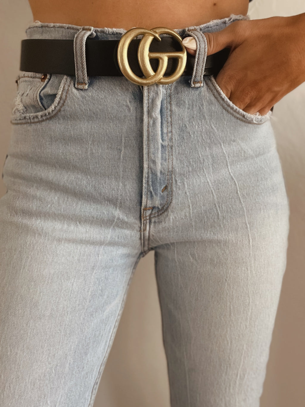 Matte Gold Goal Getter Belt in Black