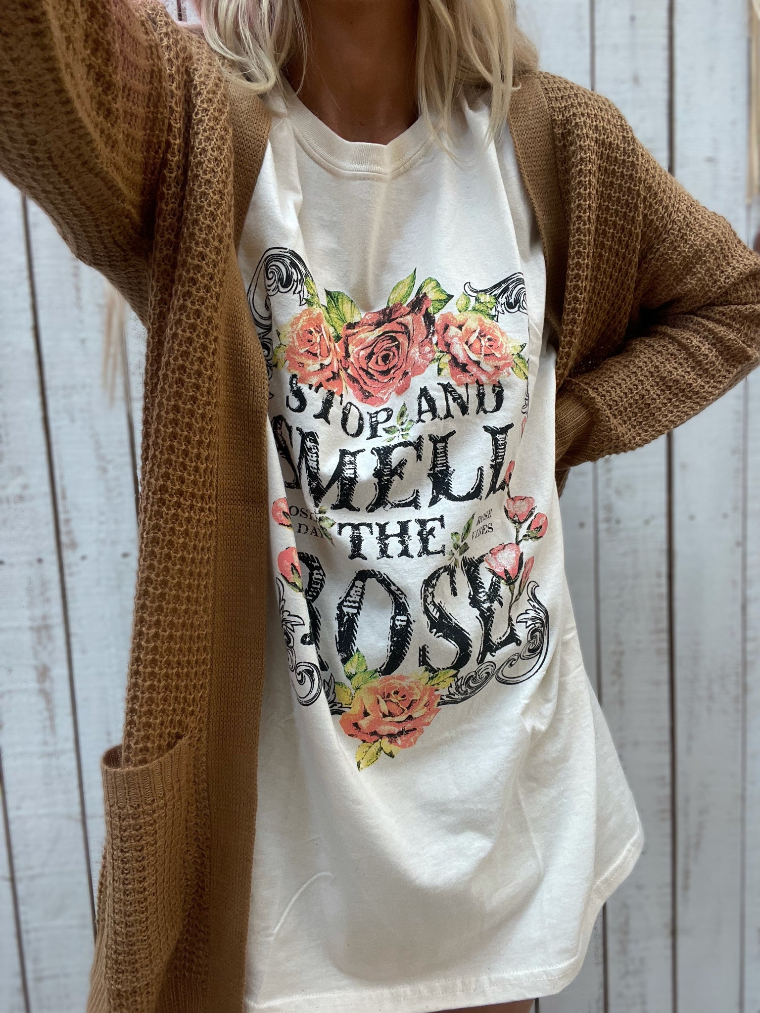 STOP AND SMELL THE ROSES OVERSIZED TEE